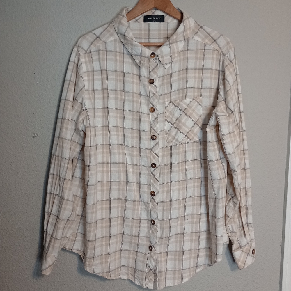 White Fox Boutique Plaid Button Down Shirt